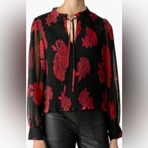 Sanctuary Black and Red Floral Blouse - NWT